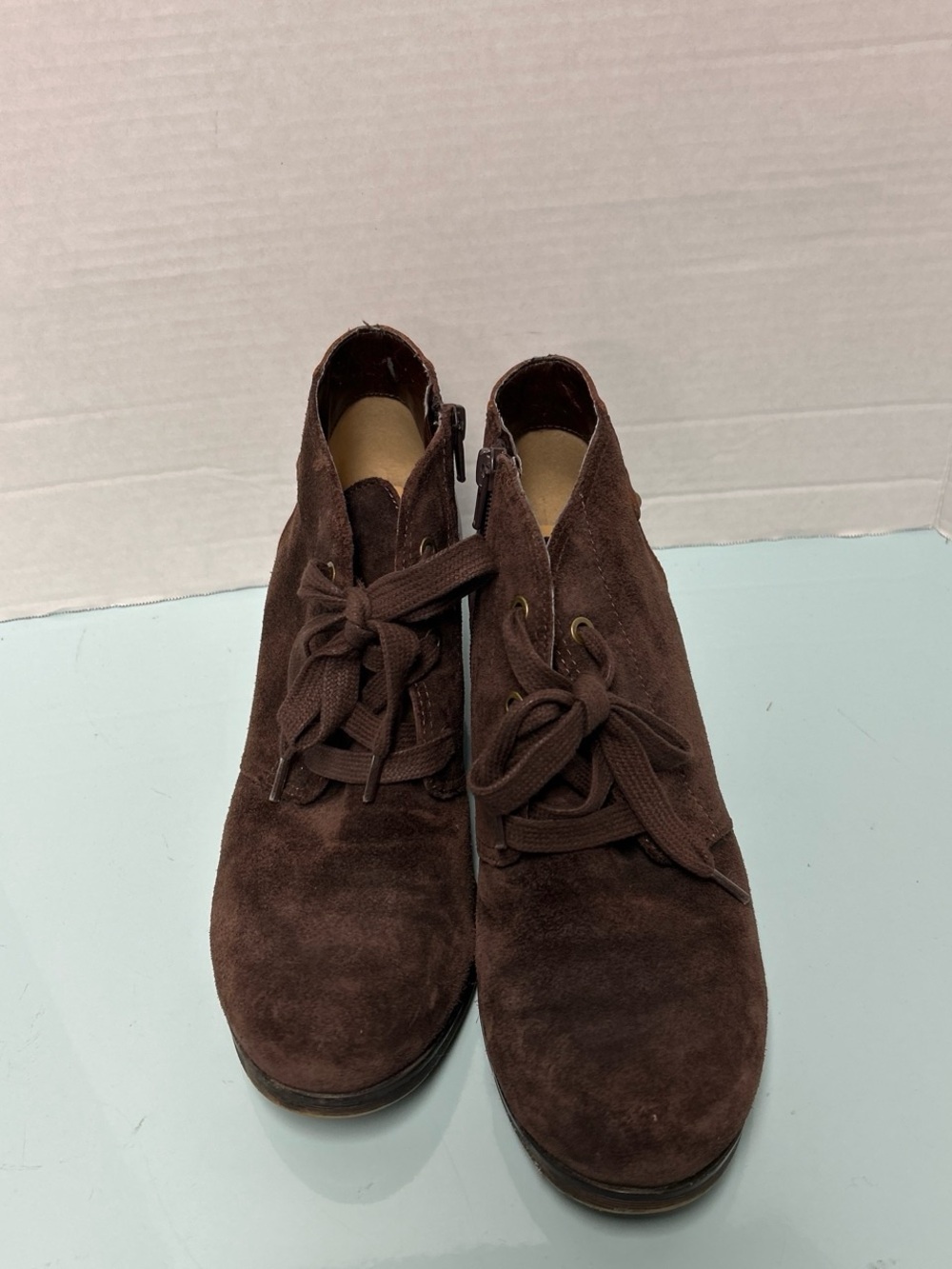 Naturalizer Brown Suede Lace-Up Ankle Booties